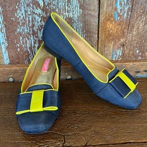 Isaac Mizrahi Katharine 3 Slip On Smoking Flat Shoes Dark Blue Fabric Size 6.5